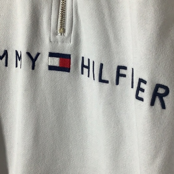 Tommy Hilfiger NEW - Sz L - White Henley style Sweatshirt with front pouch - Picture 4 of 8